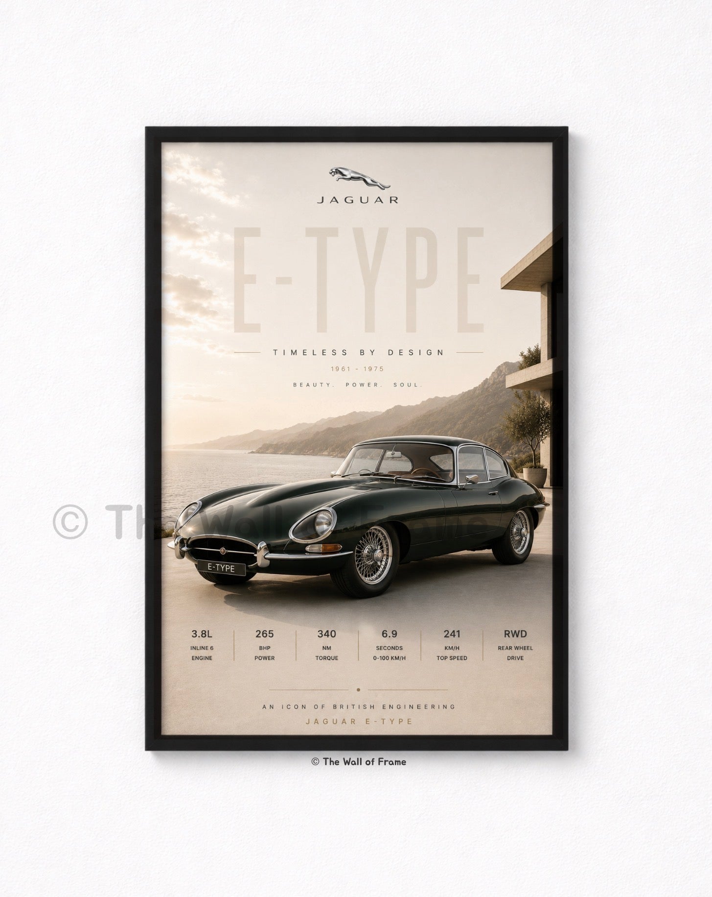 Jaguar E-Type Framed A4 Poster