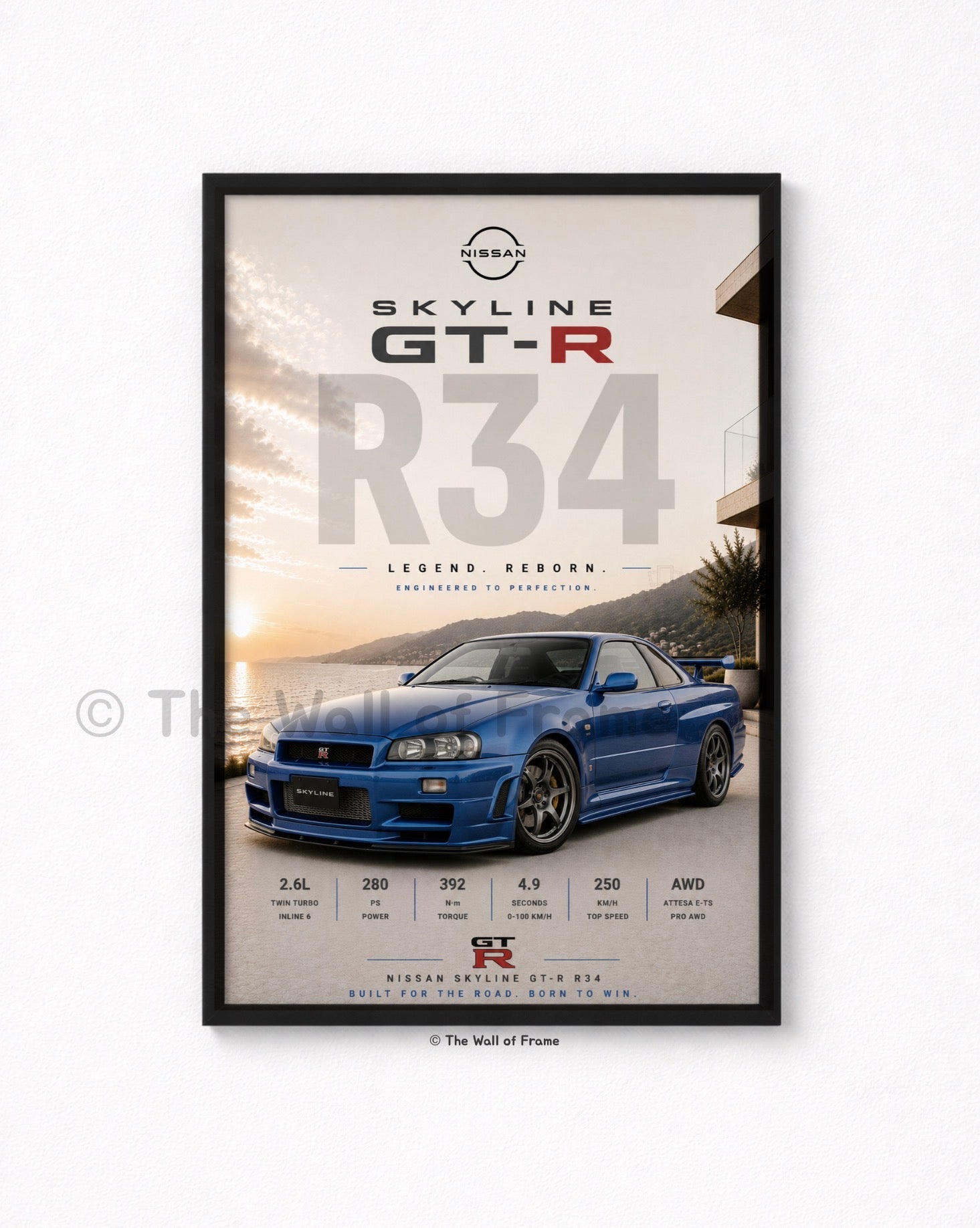 Nissan Skyline GT-R R34 Framed A4 Poster | JDM Wall Art