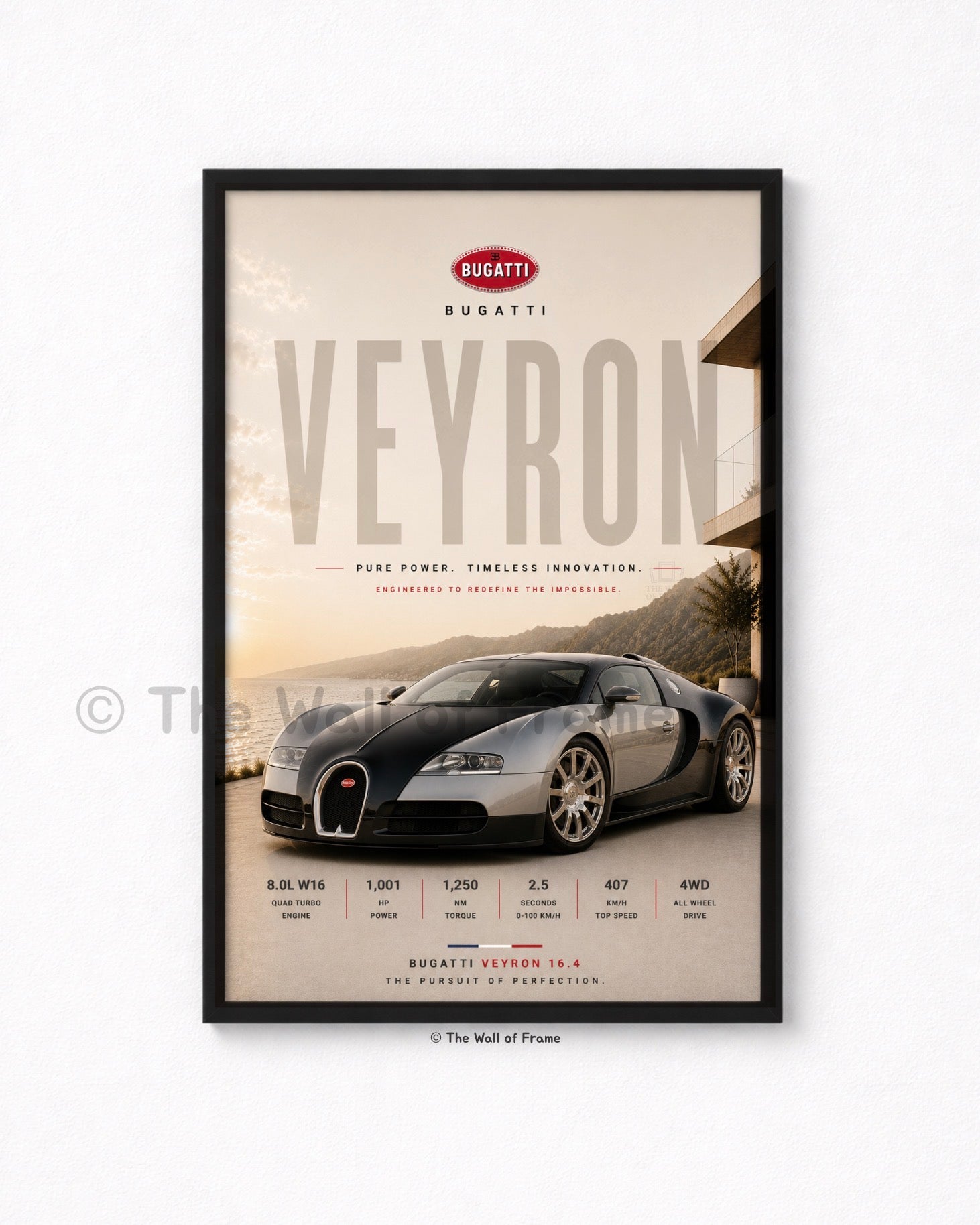 Bugatti Veyron Framed A4 Poster