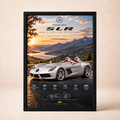 Mercedes-Benz SLR Stirling Moss framed poster on a cream wall